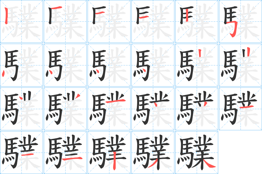 驜的笔画顺序图