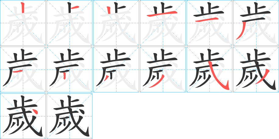 歲的笔画顺序图