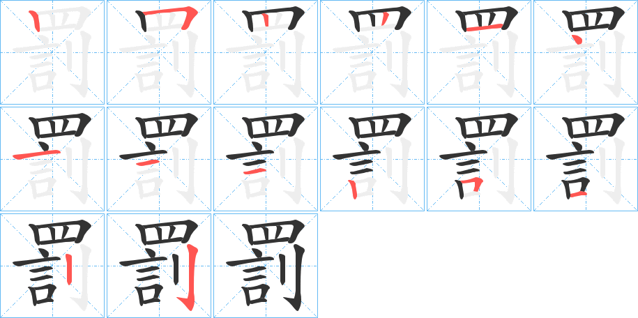 罰的笔画顺序图