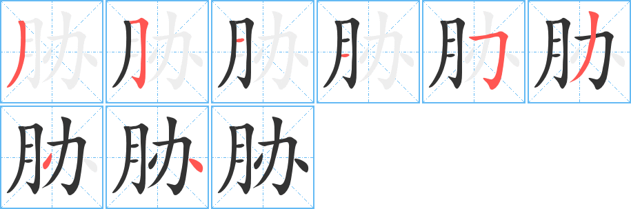 胁的笔画顺序图