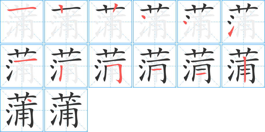 蒲的笔画顺序图