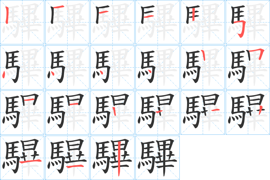 驆的笔画顺序图